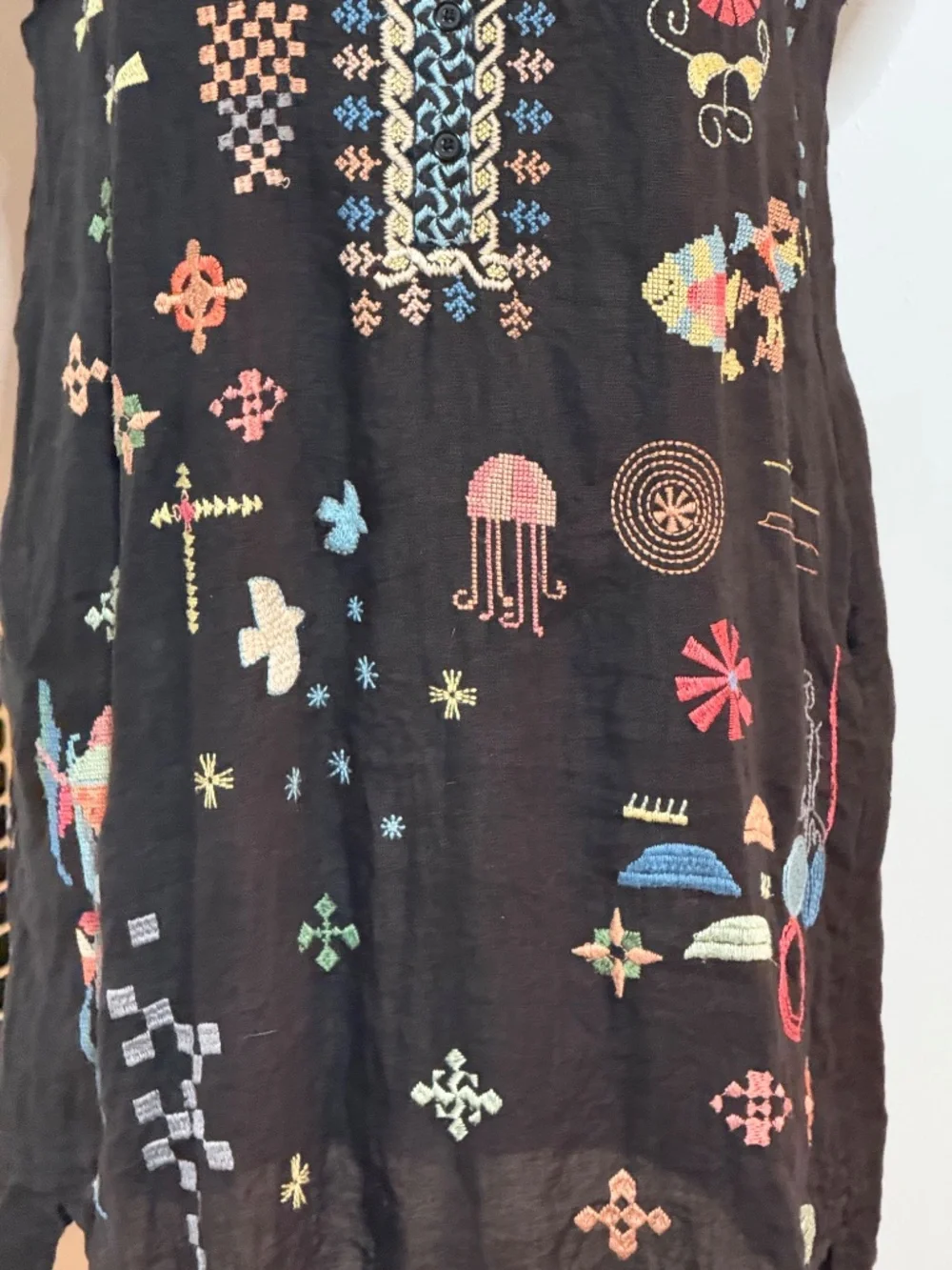 Johnny Was Pete & Greta Lemona Mavis Linen Heavily Embroidered Tunic Dress Small - Picture 5 of 9